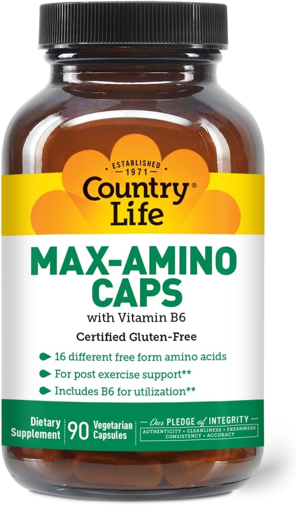 Country Life Maxi-Amino 16 Amino Acids 90 Capsules Gluten Free