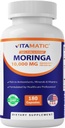 Vitamatic Moringa Capsules 10,000 mg Equivalent Per Serving (from 50:1 Extract 200 mg) - 180 Capsules - Pure Moringa Oleifera Leaf Powder Supplement - Green Superfood - Non-GMO, Made in The USA