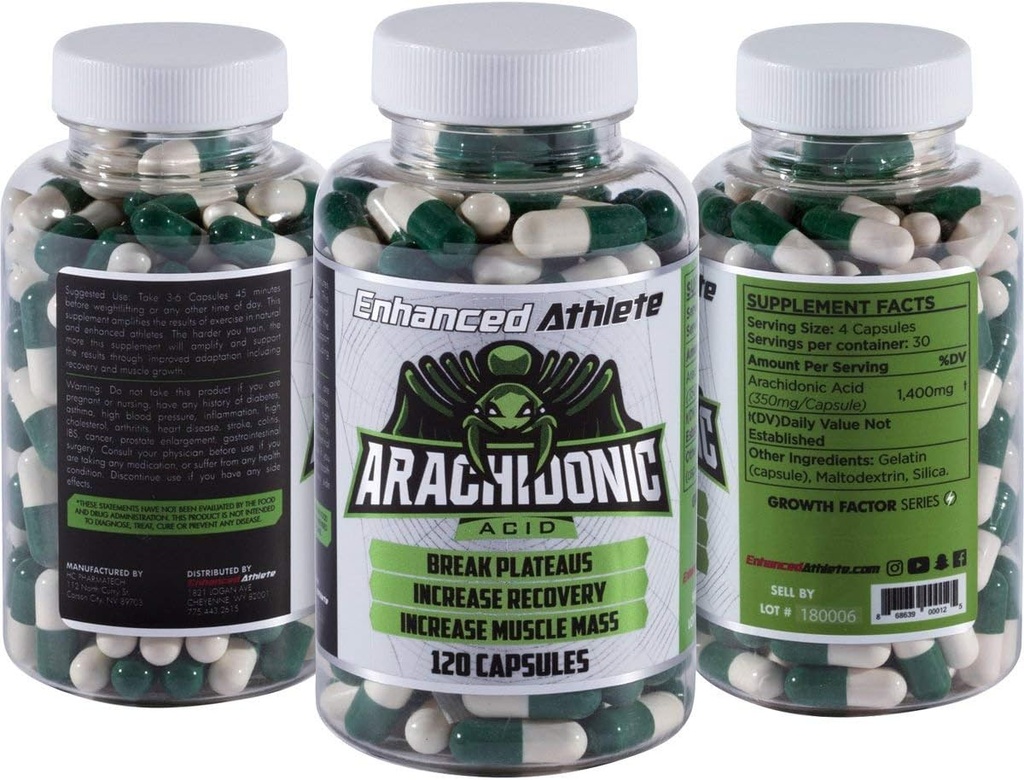 Enhanced Athlete - Arachidonic Acid Supplement - Muscle and Strength Supplement for Increased Muscle Mass & Improved Recovery for Men & Women (120 Capsules)