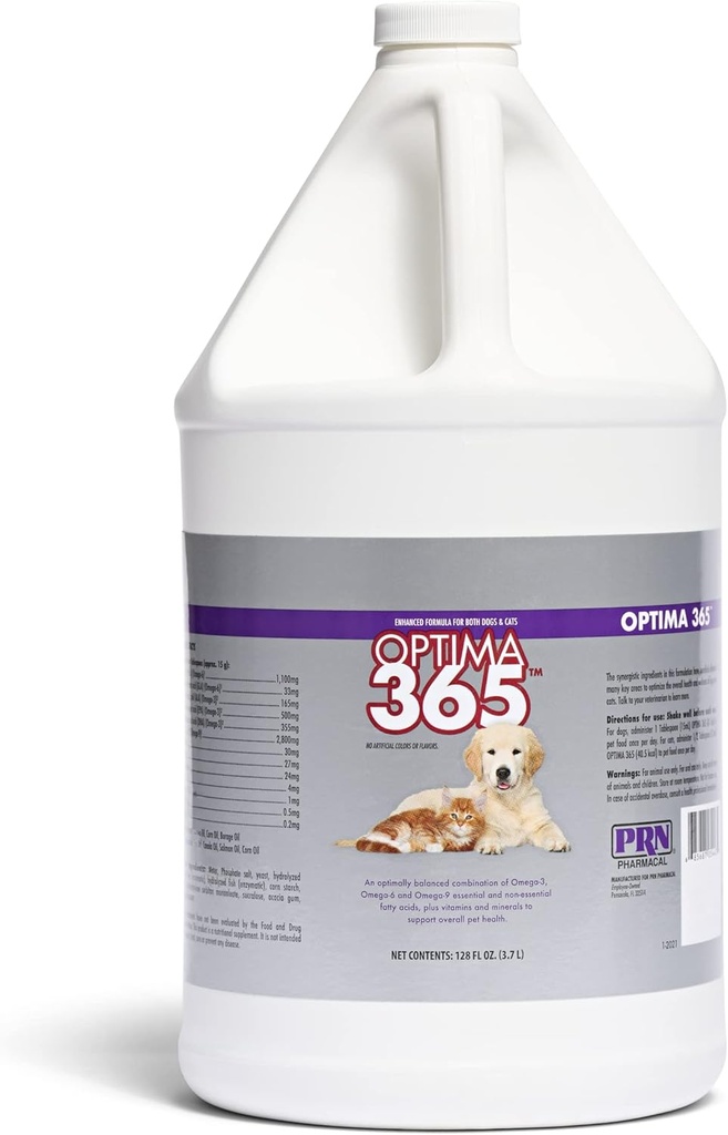 PRN Pharmacal Optima 365 - Essential Fatty Acids Nutritional Supplement for Cats & Dogs - with Omega-3, Omega-6, Omega-9, & Other Vitamins & Minerals to Support Overall Pet Health - 1 Gallon