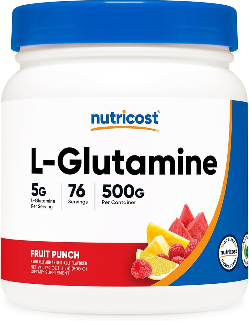 Nutricost L-Glutamine Powder 500 Grams (Fruit Punch) - (76 Servings per Bottle)