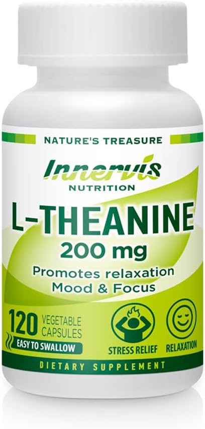 L-Theanine 200mg Veggie Capsules – Promotes Relaxation, Focus & Calm Stress Relief, 120 Count | Innervis Nutrition