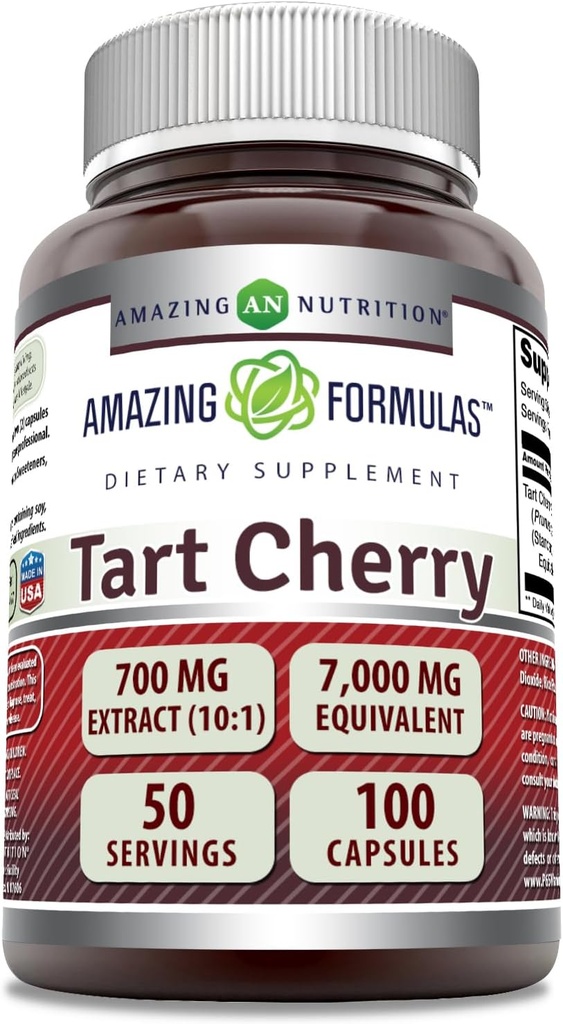Amazing Formulas Tart Cherry Extract 700 Mg Extract (10:1) Per Serving Capsules Supplement | Equivalent to 7000 Mg | Non-GMO | Gluten Free | Made in USA (1 Pack, 100 Count)