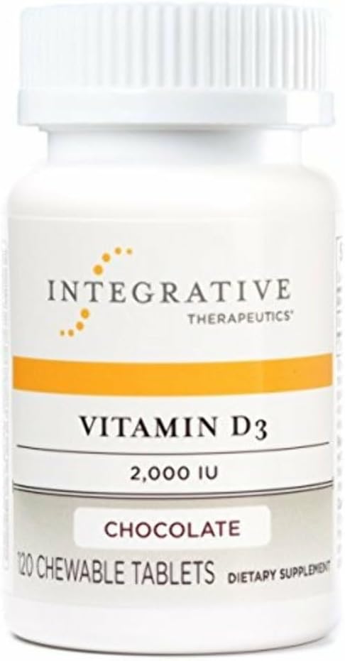 Integrative Therapeutics Vitamin D3 2,000 IU - Vitamin D for Bone Health* - Supports a Healthy Immune System* - Gluten-Free & Dairy-Free - Chocolate Favored, 120 Chewable Tablets (120 Servings)