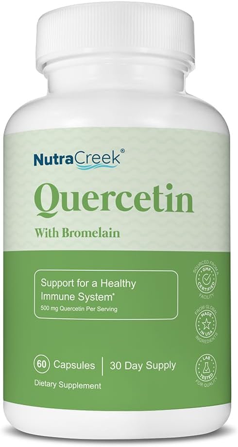 Quercetin Supplement | 1-2 Month Supply of Quercetin 500mg with Bromelain to Help Absorption. Quercetin and Bromelain for Immune System Support & Seasonal Support | 60 Capsules