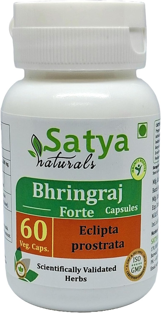Bhringraj Capsules, 500 mg. 60 Count, Eclipta Prostrata Extract (Pack of 1, Capsule)