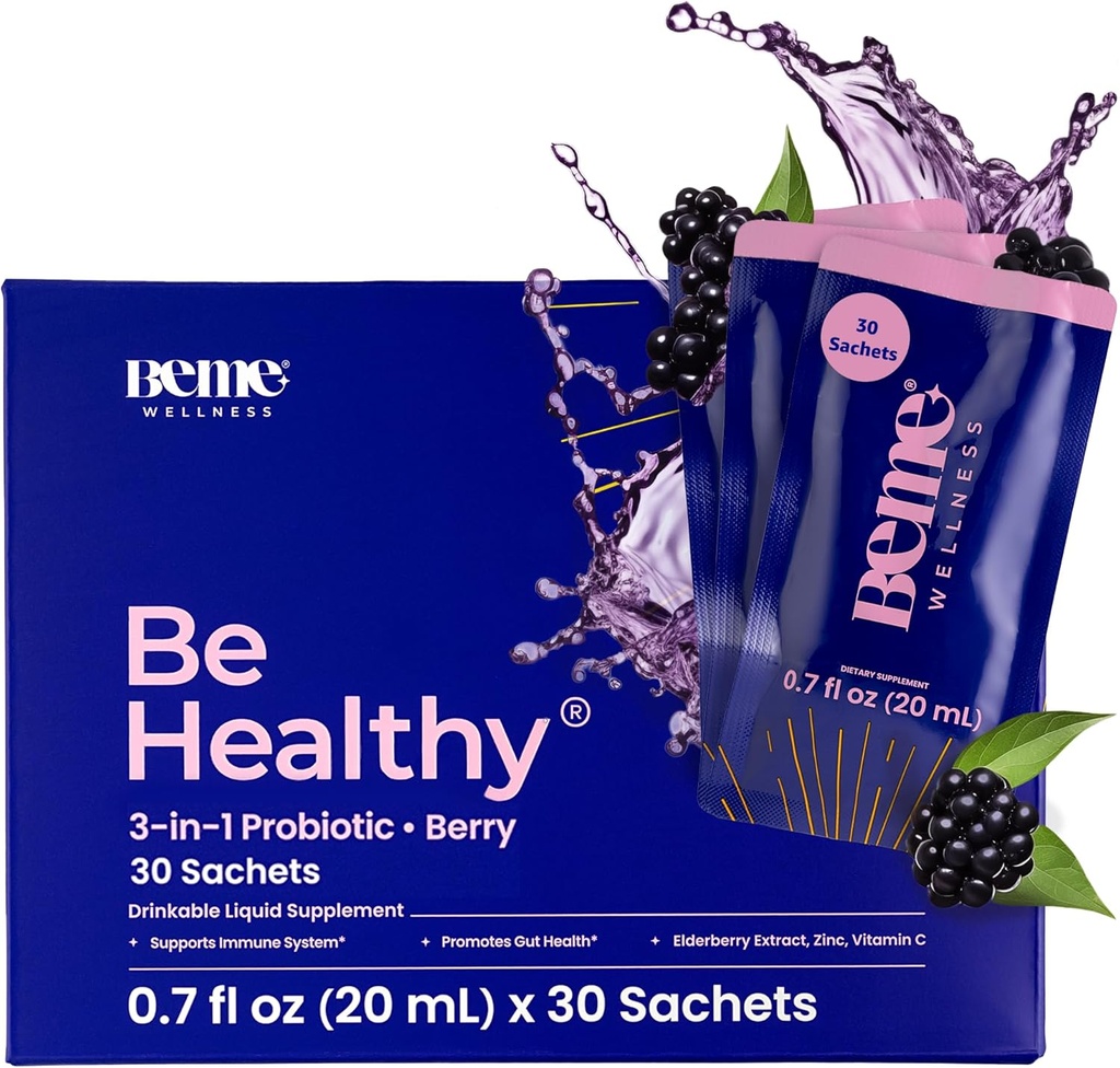 BeMe Liquid Probiotics for Digestive Health, 3-in-1 Post, Pre and Probiotics Supplement for Gut Health - 2X Faster Absorption with Inulin, B. lactis, Totipro to Provide Bloating Relief for Women