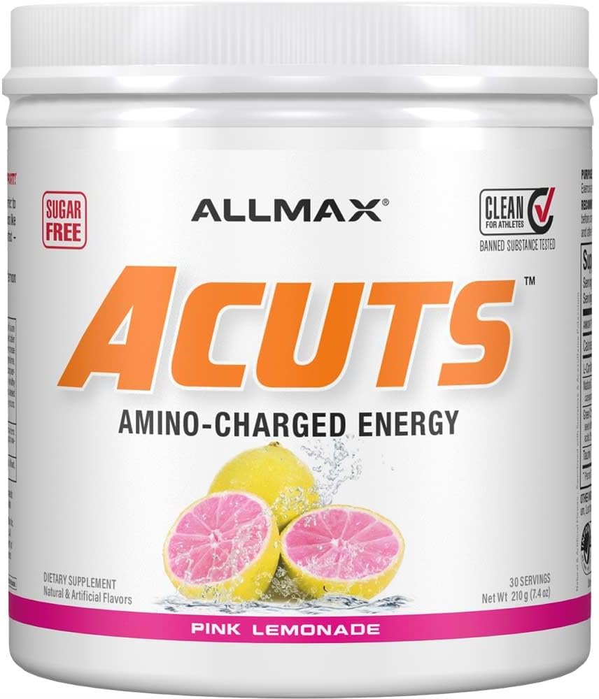 ALLMAX Nutrition AMINOCUTS (ACUTS), Amino-Charged Energy Drink with Taurine, L-Carnitine, Green Coffee Bean Extract, Pink Lemonade, 30 Servings