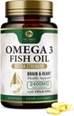 Omega 3 Fish Oil Pills 2400mg - Triple Strength Omega 3 Fish Oil Supplements - Best EPA & DHA Fatty Acids for Brain & Heart Health Support, Nature's Omega3 Supplement, 30 Day Supply - 60 Softgels