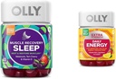OLLY Muscle Recovery Sleep Gummies, Sleep and Sore Muscle Support, 3mg Melatonin & Extra Strength Daily Energy Gummy, Caffeine Free, 1000mcg Vitamin B12, CoQ10, Goji Berry