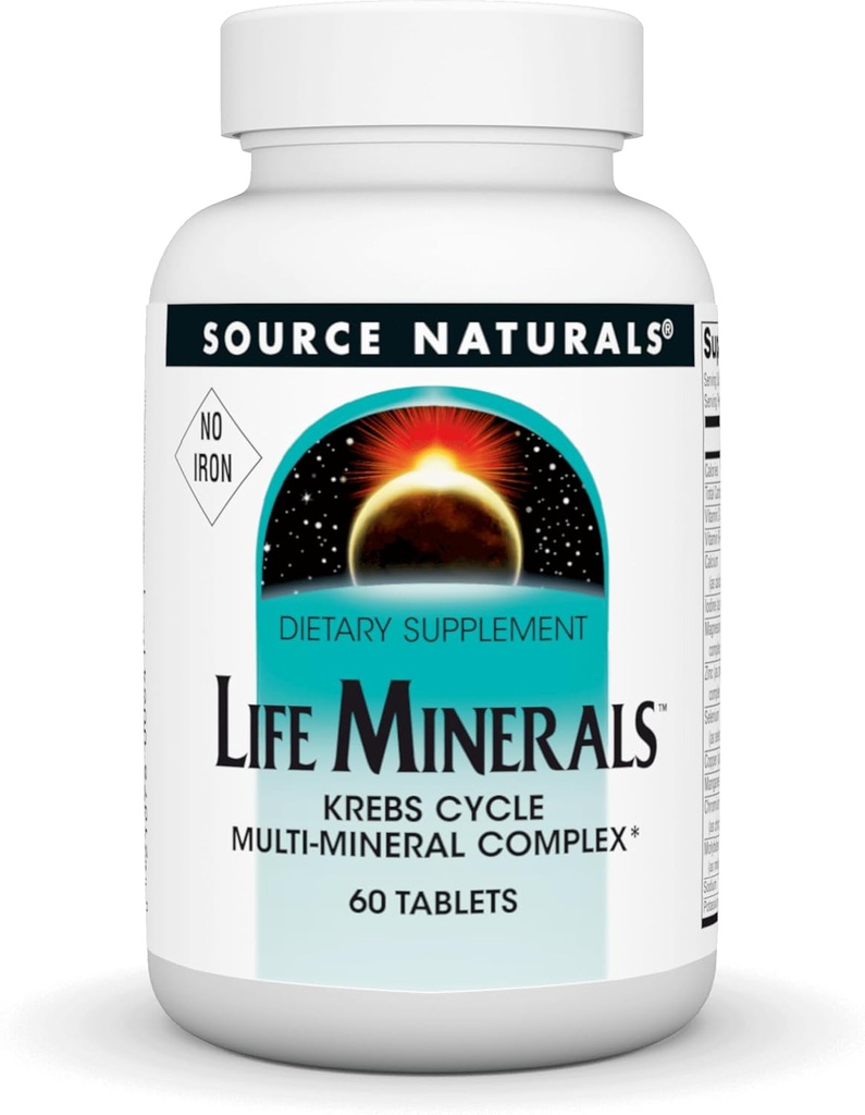 Source Naturals High Bioactivity Life Minerals, Iron Free - Krebs Cycle Multi-Mineral Complex - 60 Tablets