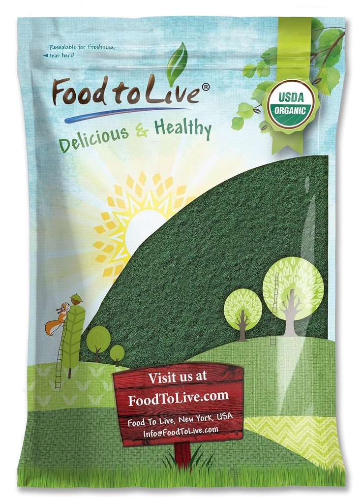 Food to Live Organic Spirulina Powder, 8 Pounds — Non-GMO, Kosher, Raw Blue-Green Algae, Vegan Superfood, Bulk, Non-Irradiated, Pure Vegan Green Protein, Rich in Vitamins & Minerals, Great for Drinks
