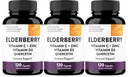 Elderberry Vitamin C and Zinc With Quercetin & Vitamin D3 | 6-In-1 Immunity Supplement | Sambucus Elder berry Antioxidants Capsules for Adults | Supports Immune Health | 120 Count (Pack of 3)