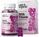 Wild & Organic Milk Thistle Gummies 1500mg - Herbal Supplement for Liver Cleanse Detox - Silymarin Milk Thistle Liver Detox Gummies - 60 Vegan, Non-GMO Chews
