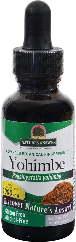 Natures Answer Yohimbe Bark Alcohol Free - Herbal Supplement - Gluten Free - 1 fl oz (Pack of 2)