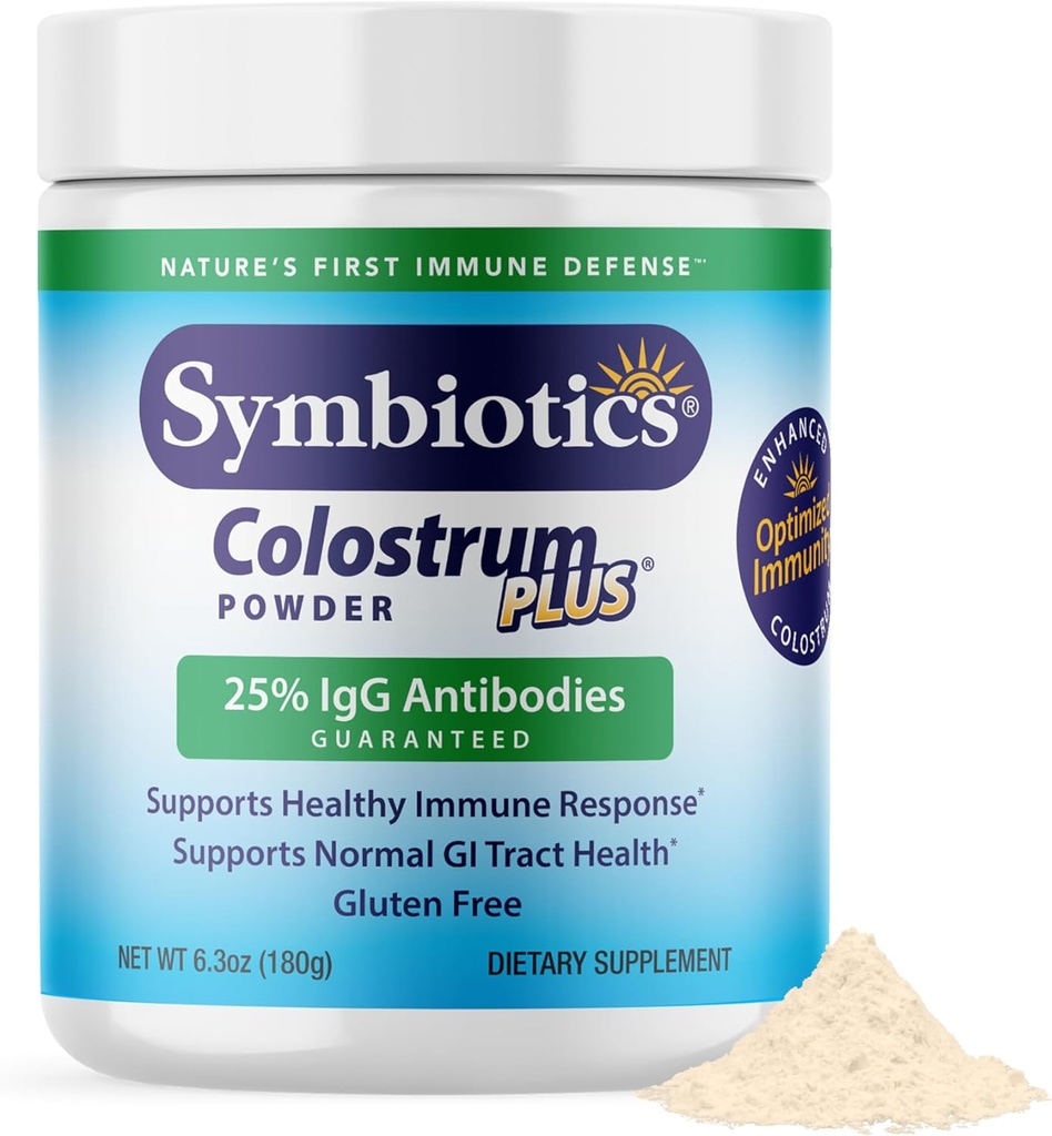 Symbiotics Colostrum Plus Powder Supplement for Immunity Support, 6.3 Ounces (180 g)
