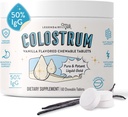 Legendairy Milk Colostrum Supplement - Premium Bovine Colostrum for Humans - 50% IgG Immunoglobulin for Immune Support & Gut Health - Energy & Muscle Recovery - Vanilla Chewable Tablets, 30 Servings