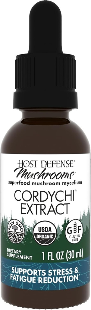 Host Defense CordyChi Extract - Energy & Immune Support Supplement - Cordyceps & Reishi Mushroom Supplement for Relaxation & Respiratory Support - Aids Against Tiredness - 1 fl oz (30 Servings)*
