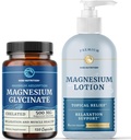 Magnesium Lotion and Magnesium Glycinate Supplement | Full Body Magnesium Support for Body and Mind with 8 Fl Oz Topical Magnesium Plus 500mg Magnesium Glycinate Pills