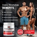 German Creatine - Micronized Creatine Monohydrate Powder, 99.99% Pure Creapure for Muscle Growth, Strength & Performance, Supports Muscle Recovery, 3rd Party Tested, Unflavored - 270g (54 Servings)