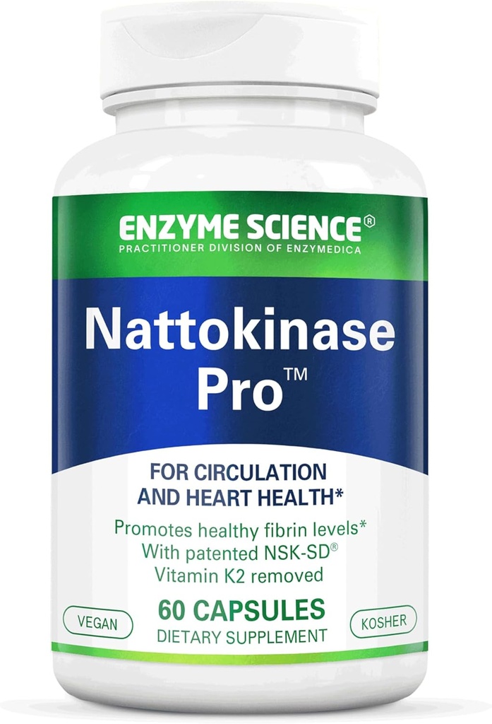 Enzyme Science Nattokinase Pro with NSK-SD - Organic Supplement - Best enzymes for Cardiovascular and Circulatory Support - Vegan and Kosher - 60 Capsules