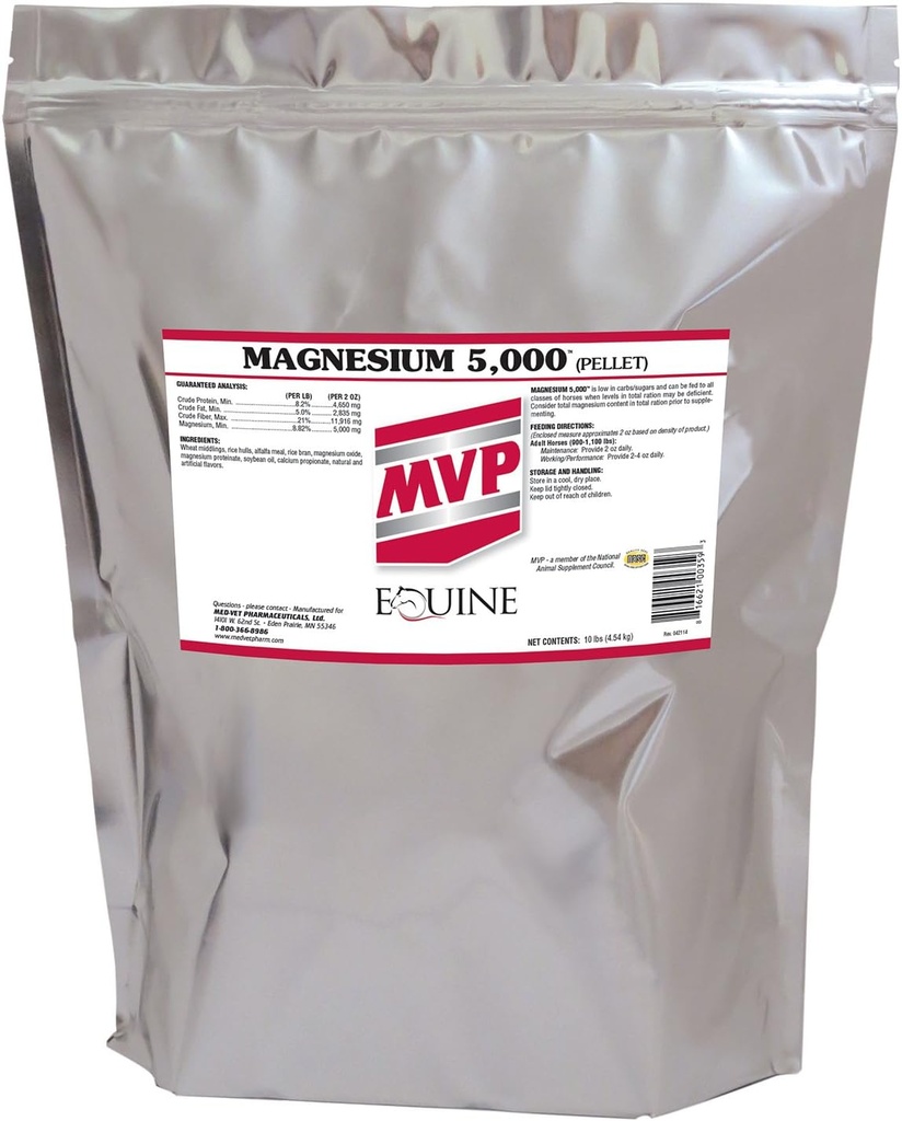 Magnesium 5000 (10lb) Calming/Metabolism/Muscle Function Support for Horses.