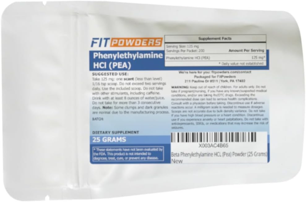 Beta Phenylethylamine HCl Pea Powder (Phenethylamine), Phenylethylamine Powder for Serotonin, Dopamine, and Energy Boost