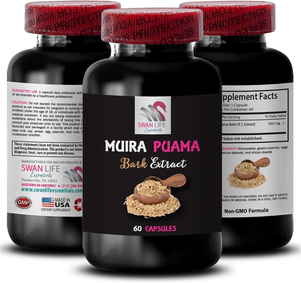 Mindful Energy Lift - MUIRA PUAMA BARK EXTRACT - Energy Support Complex, Plant Synergy Energy, Balanced Boost Blend, Daily Active Lift, Endurance Recharge, Herbal Energy Activation 1 Bottle 60 Caps