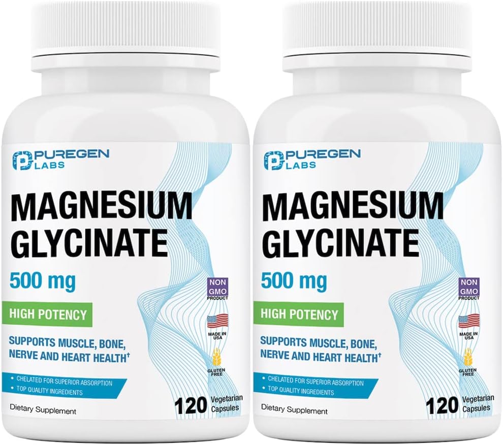 Magnesium Glycinate 500mg [High Potency] Veggie Caps, Chelated for Superior Absorption, Non-GMO, NO Gluten and Dairy, Supports Muscle and Heart Health | Total 240 Capsules