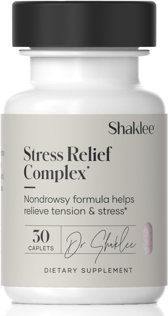 Shaklee - Stress Relief Complex - Calming Blend of L-theanine, Ashwagandha, Beta-sitosterol, and L-tyrosine - Promotes Relaxation without Drowsiness - 1 Caplet Daily - Adults Supplement - 30 Caplets
