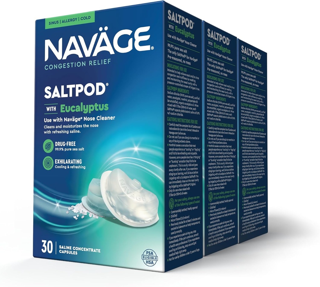 Navage Eucalyptus SaltPod Bundle: 3 Eucalyptus SaltPod Capsule 30-Packs (90 SaltPods)