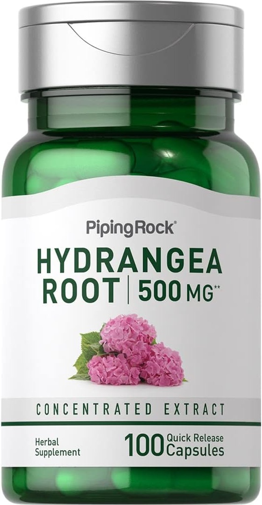 Piping Rock Hydrangea Root Capsules 500mg | 100 Count | Concentrated Extract Supplement | Non-GMO, Gluten Free