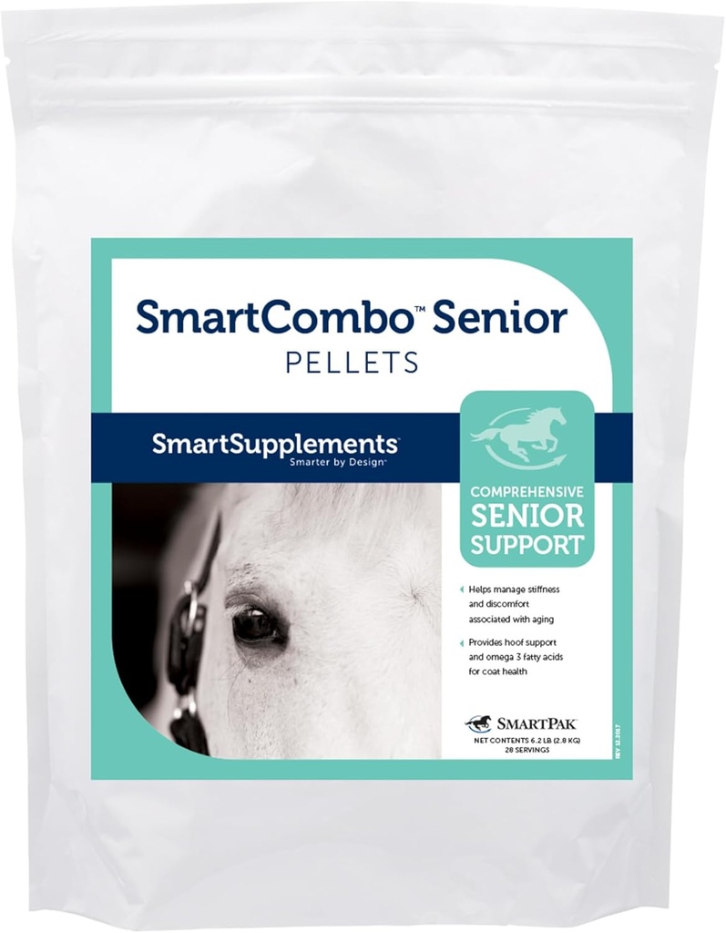SmartCombo Senior Pellets | Joint, Hoof, Skin, and Coat Supplement For Senior Horses | Contains Glucosamine, Hyaluronic Acid, MSM, Devil's Claw, Biotin, and More | 28 Servings | 6.2 lb Bag