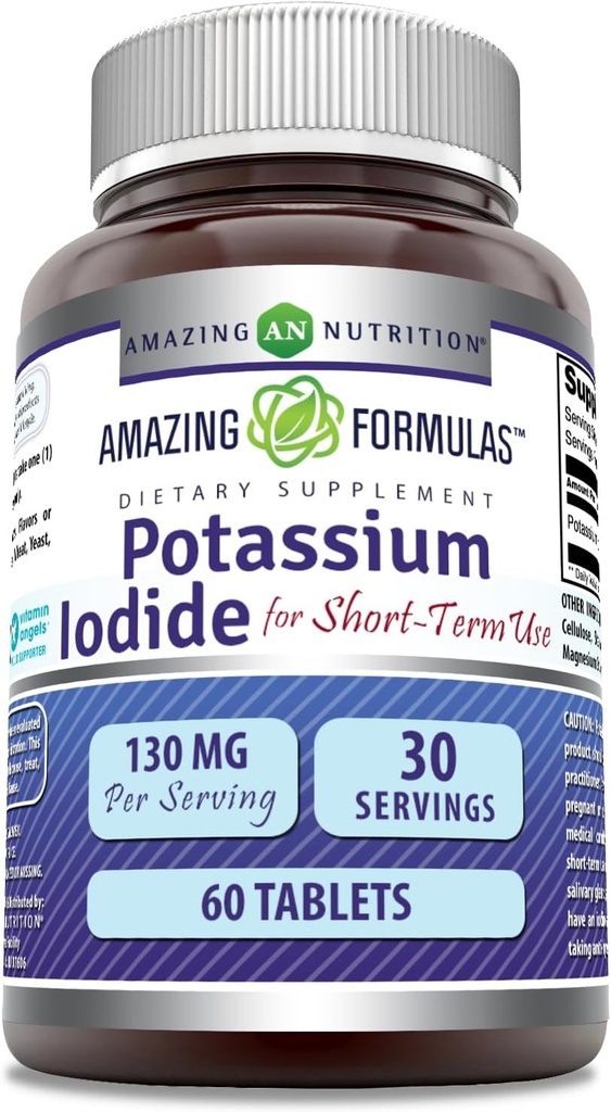 Amazing Formulas Potassium Iodide (for Short-Term Use) | 130 Mg per Serving | 60 Tablets | Non-GMO | Gluten-Free | Made in USA