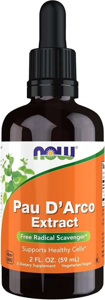 NOW Foods Supplements, Pau D'Arco Extract Liquid with Dropper, Free Radical Scavenger*, 2-Ounce