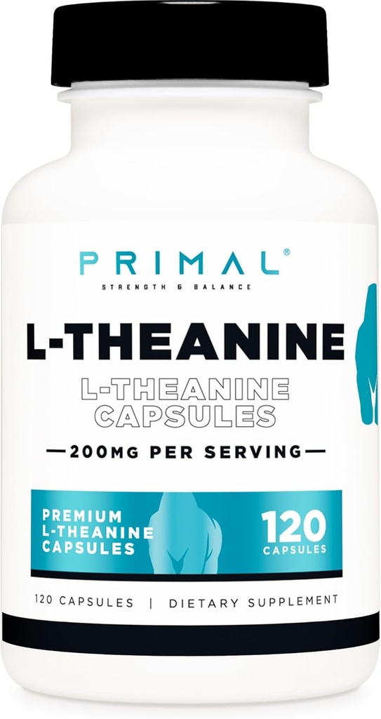 Primal L-Theanine Capsules (120 Servings, 200mg Per Serving) - Non-GMO, Gluten Free