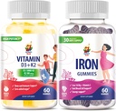 SUNNY SAM Vitamin D3 K2 Gummies 5000 IU & Iron Vitamins with Vitamin C