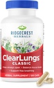 Ridgecrest Herbals ClearLungs Classic, Natural Lung and Nasal Daily Health Supplement for Bronchial, Respiratory, Immune, Sinus, and Mucus Wellness Support, Herbal Formula (120 Caps, 60 Serv)