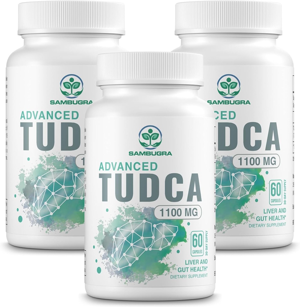 TUDCA 1100mg for Liver Cleanse Detox and Repair, 3rd Party Tested Advanced TUDCA Supplements, Ultra Strength Bile Salt TUDCA Liver Supplement, 180 Capsules (Pack of 3)