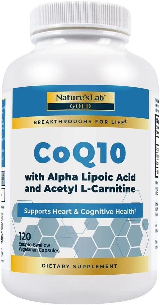 Nature Lab Gold CoQ10 200 mg + Alpha Lipoic Acid + Acetyl L-Carnitine, 120 Vegetarian Capsules