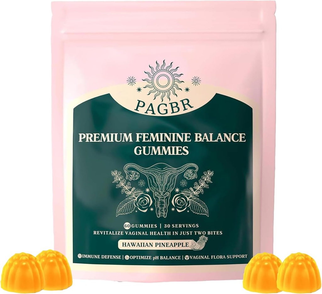 Vital Source Feminine Balance Pineapple Gummies for Improve Immune,Gluten-Free & Halal,Health & Wellness Hawaiian,Vegan for Women60 Gummies (1)