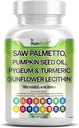 Saw Palmetto with Stinging Nettle, Pygeum, Pumpkin Seed, Sunflower Lecithin, Turmeric & Ashwagandha – Prostate Support for Men with Lycopene & Vitamin D3 – 90 Capsules