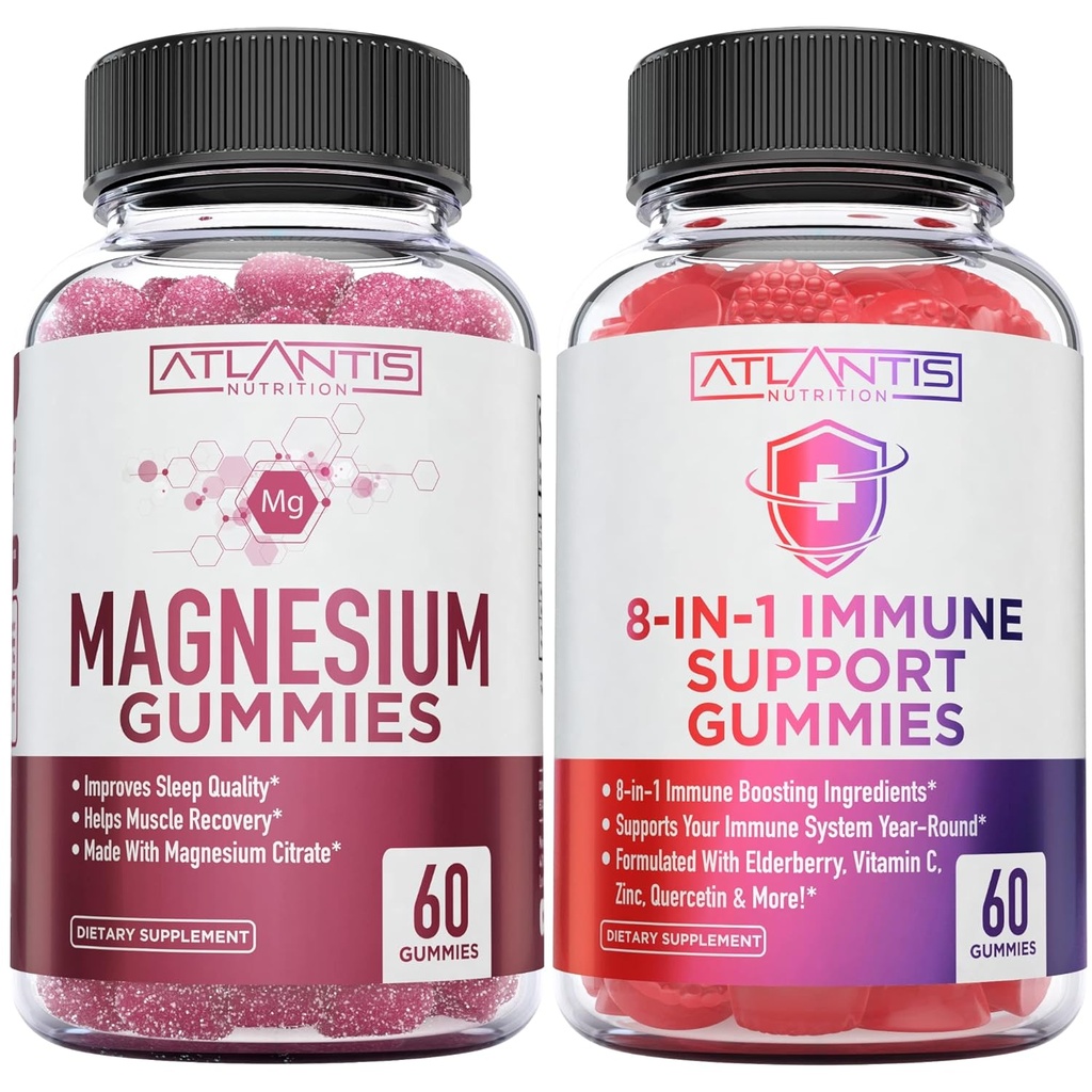 60 Magnesium Citrate Gummies + 8-in-1 Immune Support 60 Gummies