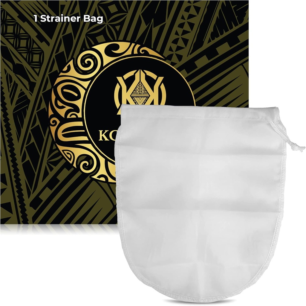 Traditional Kava Strainer - Food-Grade Nylon Bag for Root Powder - 100 Micron Mesh With Drawstring - Strong Reusable 10 x 12 Inch
