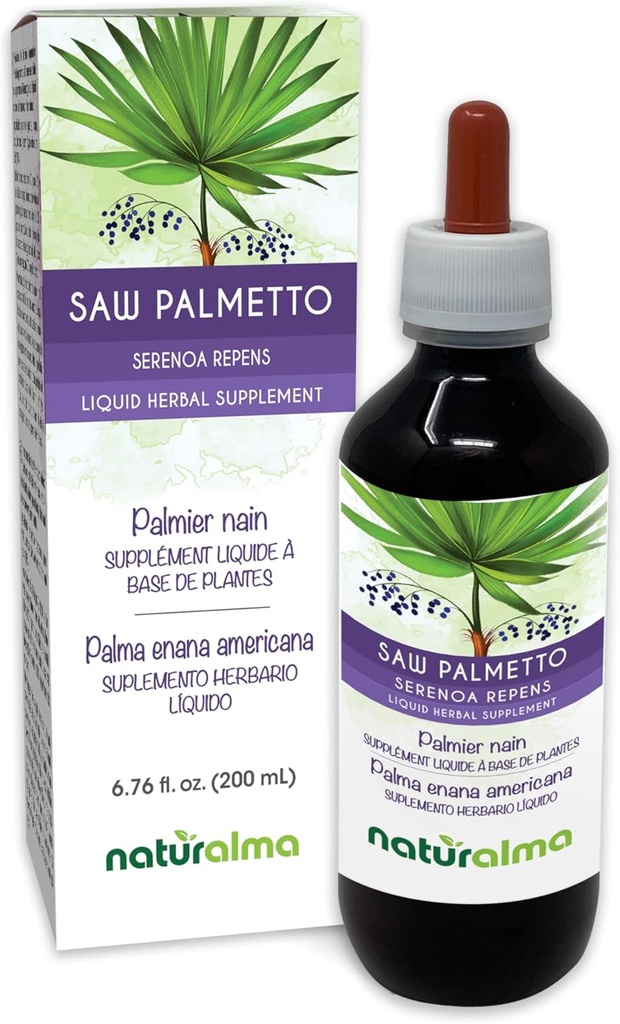 Naturalma Saw Palmetto (Serenoa repens or Sabal serrulata) Fruit Alcohol-Free Tincture - 6.76 fl oz Liquid Extract in Drops - Herbal Supplement - Vegan