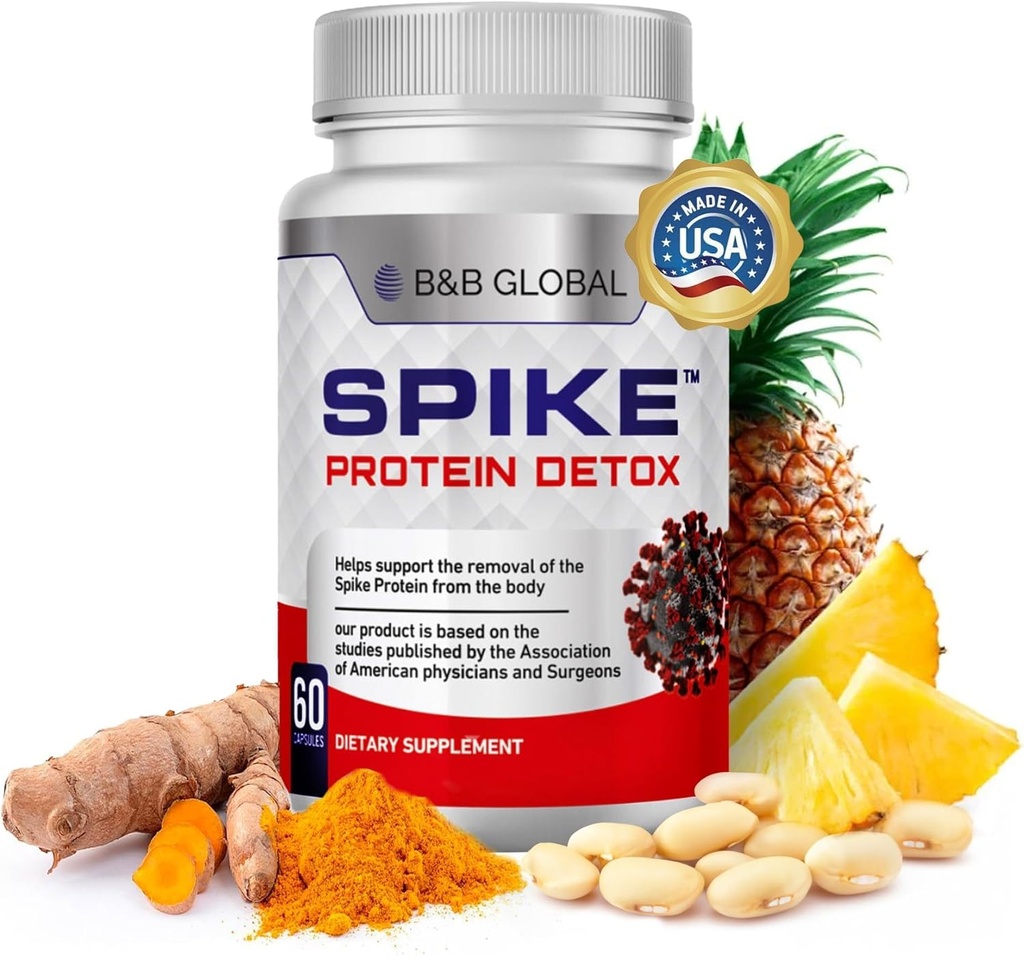 Spike Protein Detox - Spike Support Supplement for Protein Balance - Unflavored 3-in-1 Blend with Nattokinase 4000Fu, Bromelain 500mg, Curcumin 1000mg - Made in The USA - 60 Capsules, 30 Day Supply