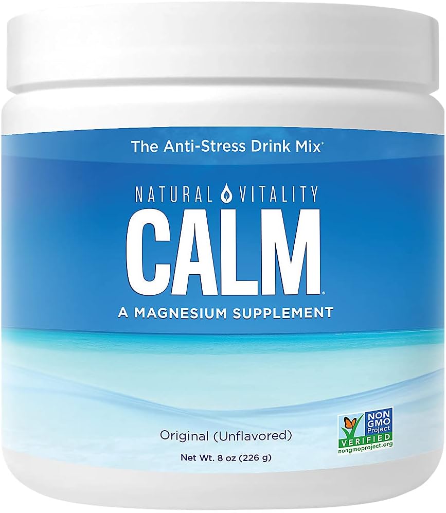 Natural Vitality Calm, Magnesium Citrate Supplement, Anti-Stress Drink Mix Powder, Unflavored - 8 Ounce (Packaging May Vary)