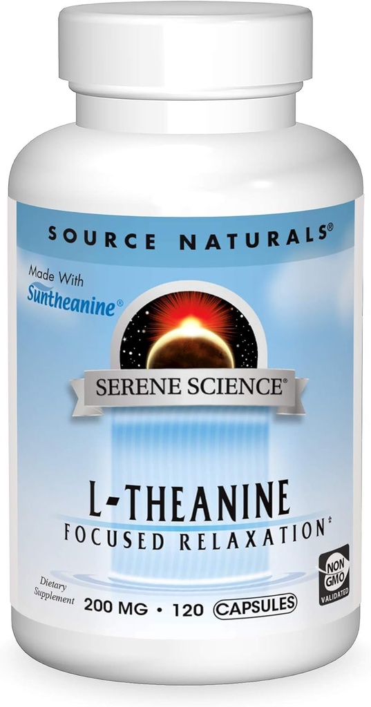 Source Naturals Serene Science L-Theanine, Made with Suntheanine, for Focused Relaxation, 200 mg - 120 Capsules