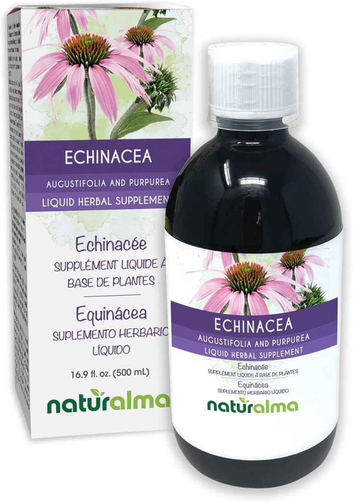 Naturalma Echinacea (Echinacea angustifolia and purpurea) Root and herb Alcohol-Free Tincture - 16.9 fl oz Liquid Extract in Drops - Herbal Supplement - Vegan