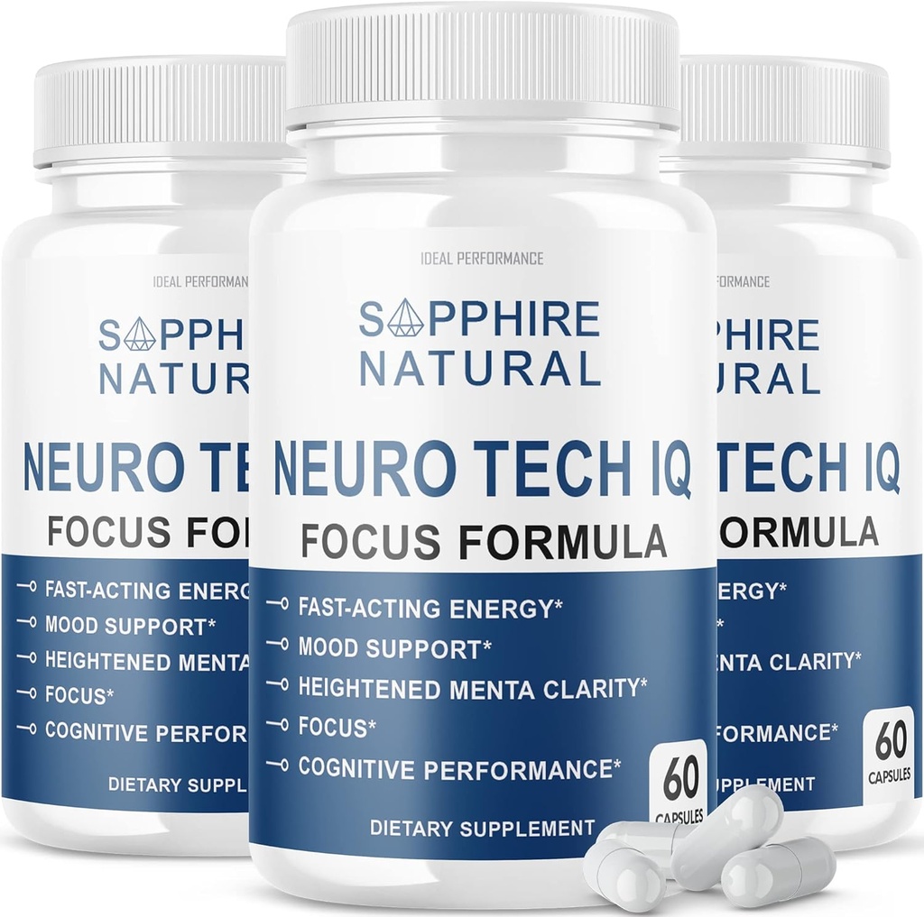 (3 Pack) Neuro Tech IQ Brain Supplement Neurotech Iq Focus Formula Pills (180 Capsules)